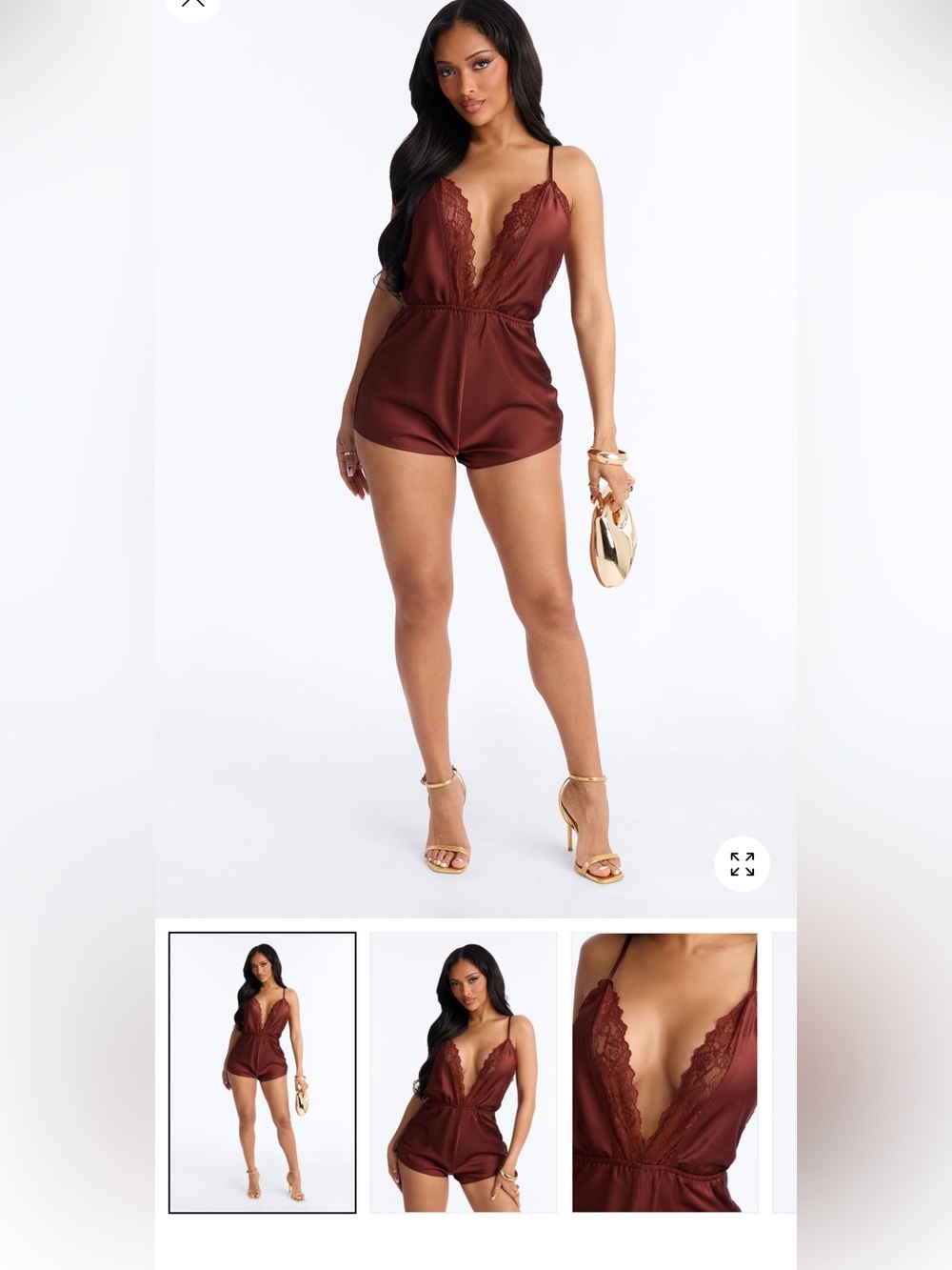 2/75$🔥Deep Burgundy Satin Lace Romper